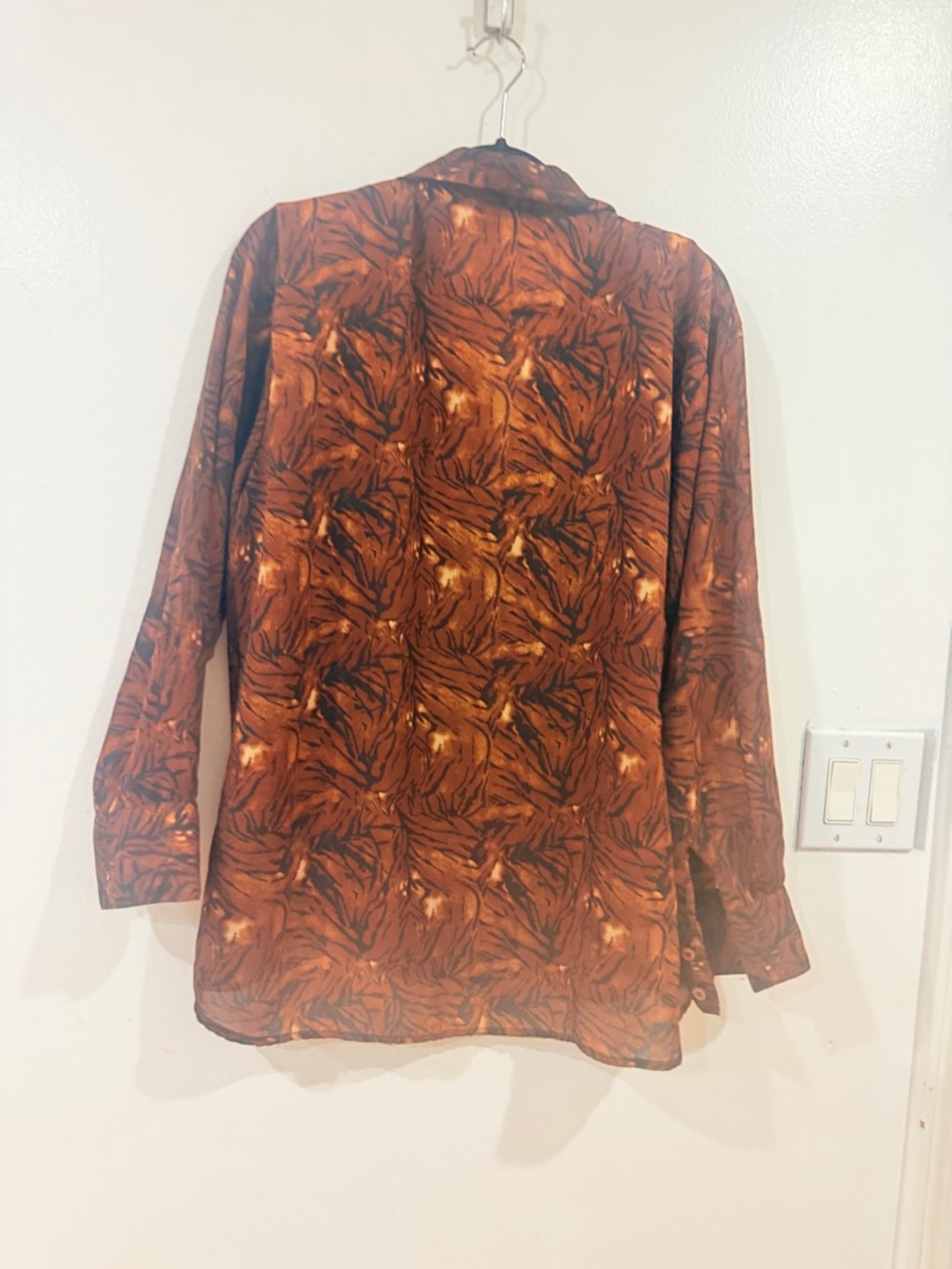 Brown Ruffled Button-Front Blouse - Picture 8 of 10